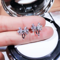 diamonds s925 sterling silver earrings for women bowknot wedding fine fashion jewelry silver bohemia office luxury earrings