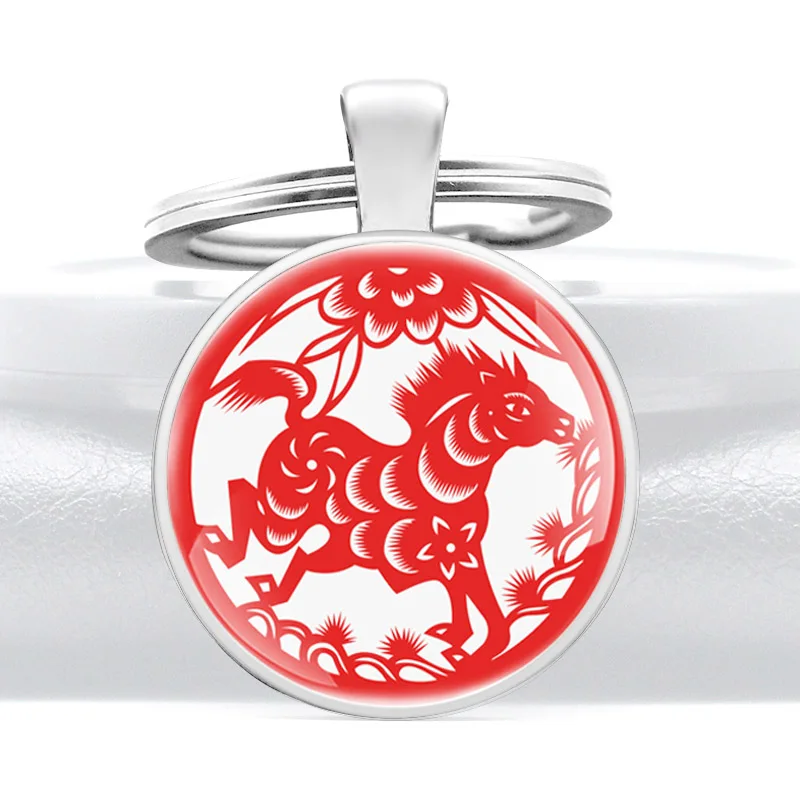 Кольцо для ключей в этническом китайском стиле с изображением лошади | Украшения