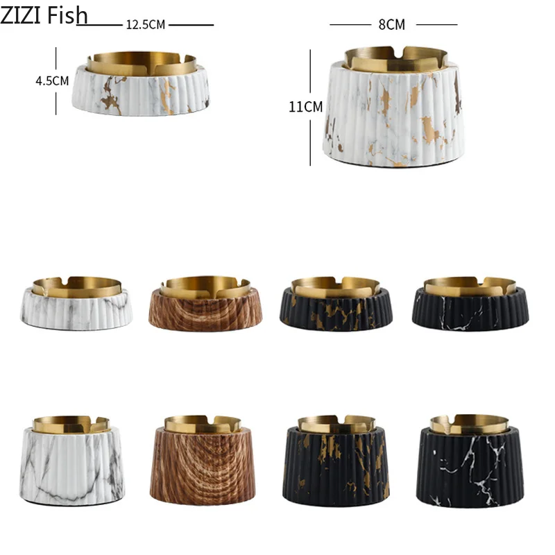 

European Style Cement Stainless Steel Ashtray Living Room Office Shop Desktop Home Decoration Retro Ashtray Anti-large Capacity