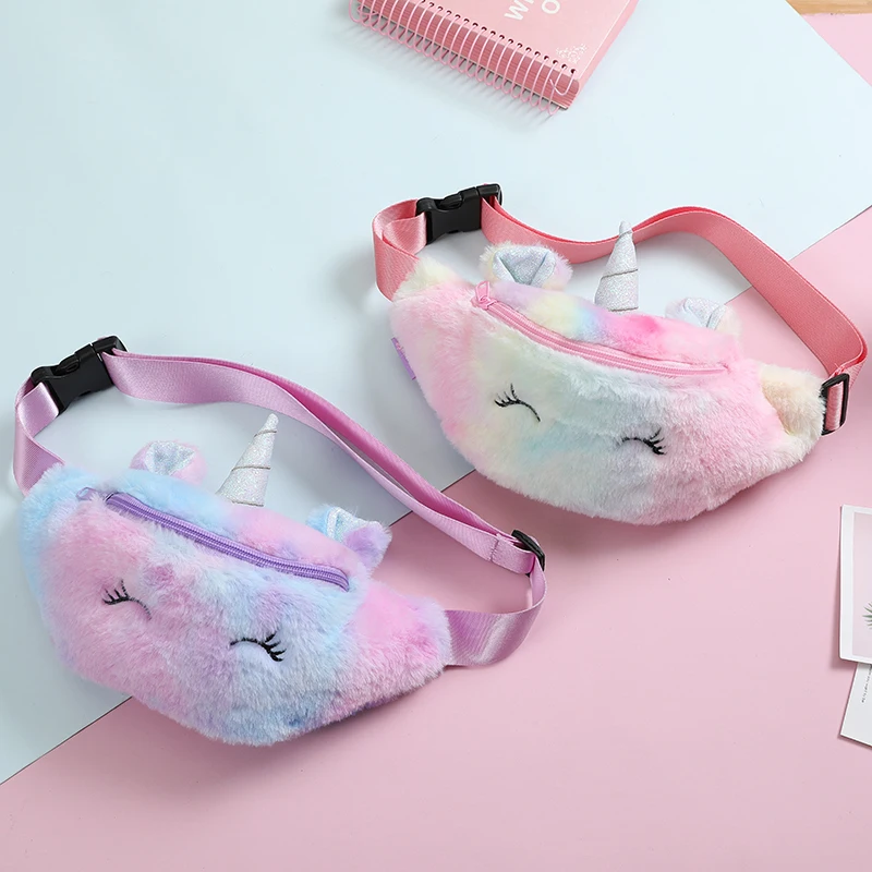 Fanny Women Plush Waist Bag Unicorn Chest Bags Cute Travel Belt Shoulder Bag For Teenager Girls Waist Bag