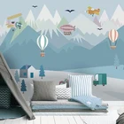 3D Настенные обои на заказ, синие милые Мультяшные воздушные шары, самолёт, автомобиль, свежий фон для детской спальни, настенная роспись, Papel De Parede