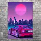 Холст для украшения дома Vaporwave, настенный неоновый плакат, модульная Роскошная Автомобильная картина, рама для прикроватного фона