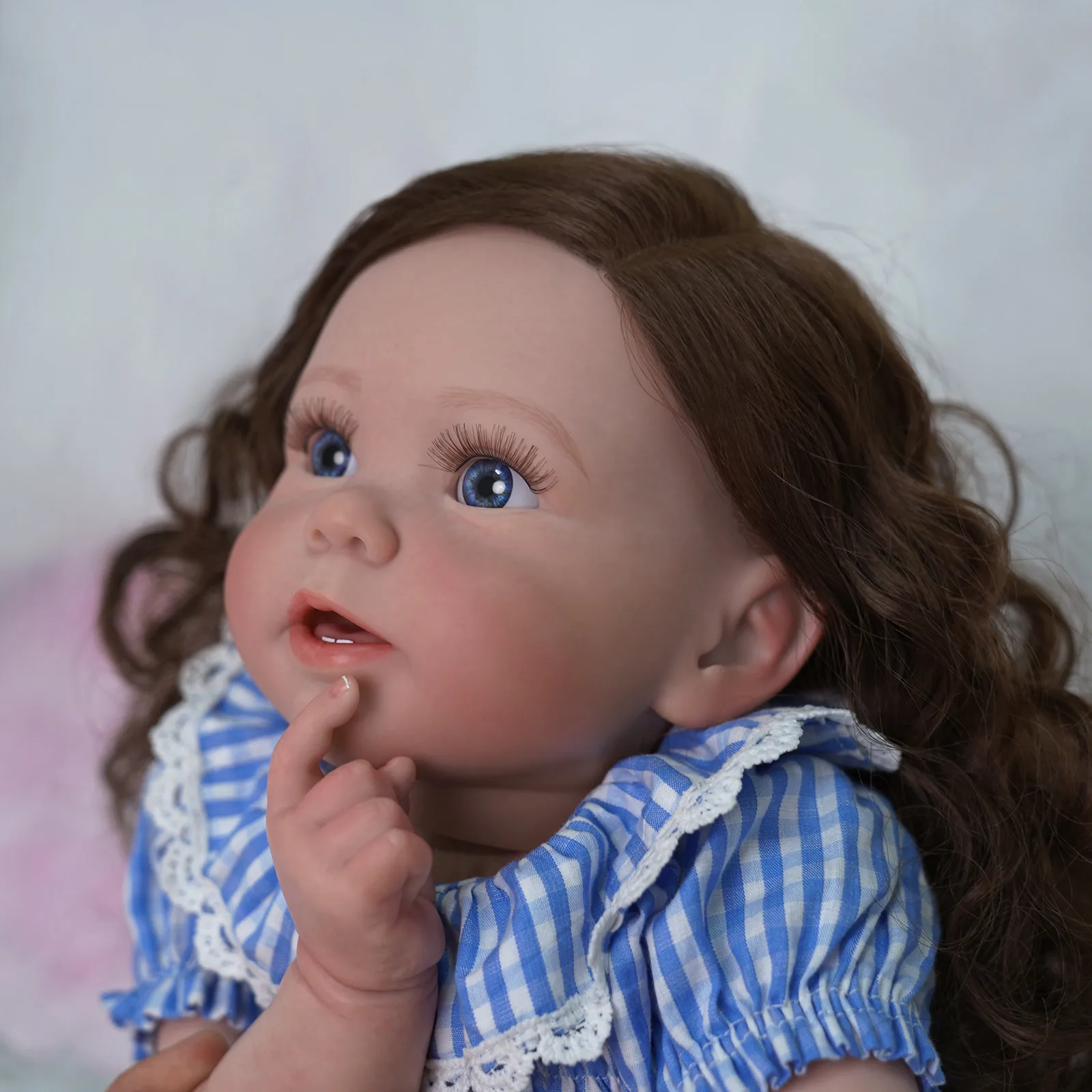 

ADFO Reborn Baby Girl 55CM Realistic Doll Hair-Rooted Toddler Best Companion LoL Gift For Girls Handmade Vinyl Silicone Doll