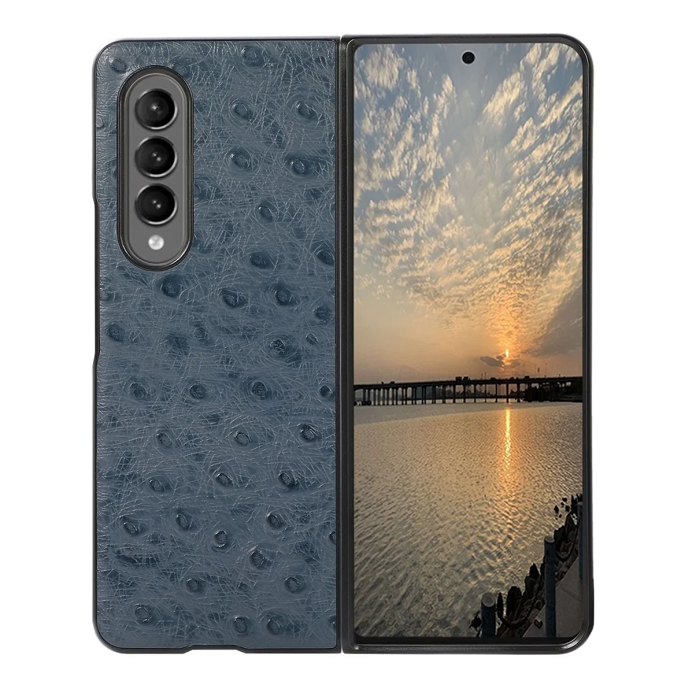 

Leather Capa For Samsung Galaxy Z Fold 3 2 5G Case Luxury Real Learn Pattern Shockproof Back Phone cover Fold3 Case