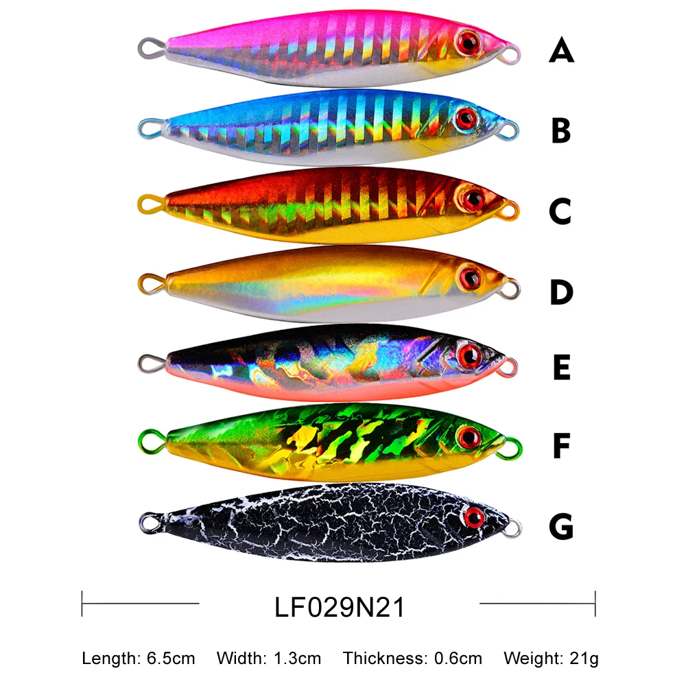 

7pcs Metal Fishing Bait Set 21g 6.5cm Lead Fish Jig Fishing Lure 7 Colors Artificial Hard Jigging Bait Without Hook LF029N21