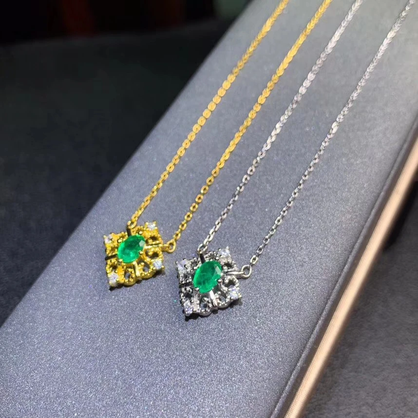 Ожерелье из натурального зеленого изумруда для женщин стильное колье