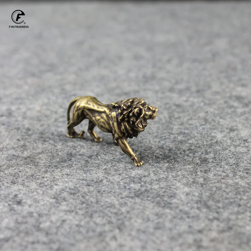 Медный величественный Король Лев брелок миниатюрные фигурки настольные