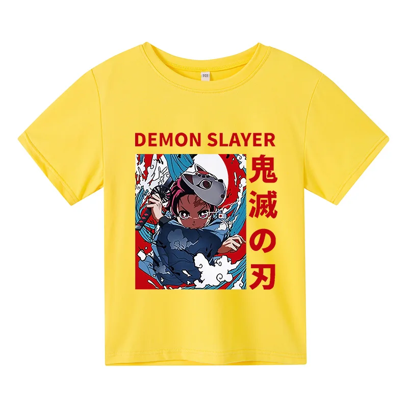 

2021 Summer Casual Loose T-shirt Boys Girls Cartoon Anime Pattern Hip Hop Style 4T-14T Size