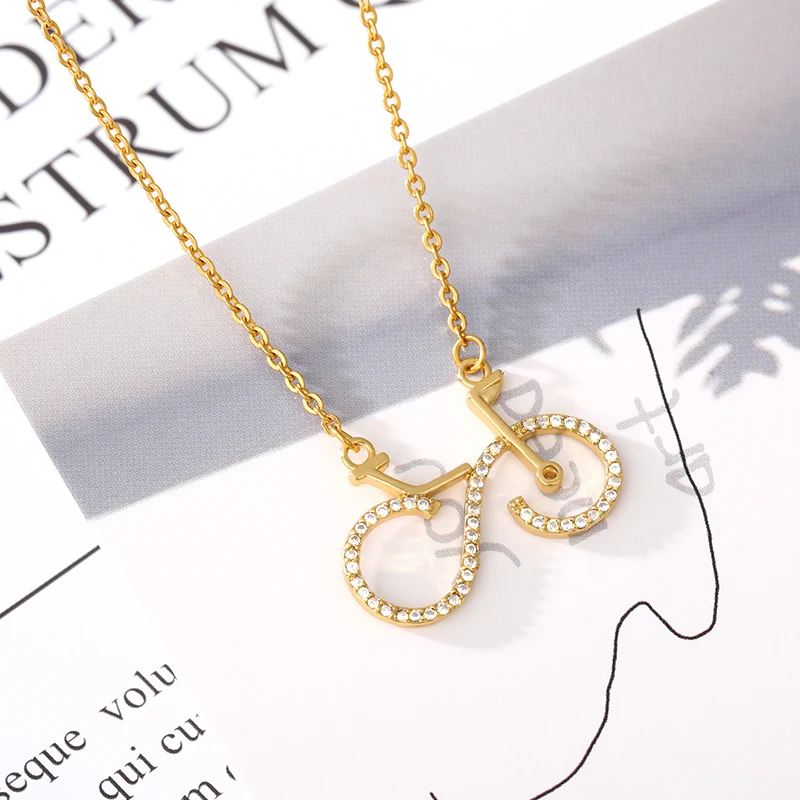 Милая подвеска в форме велосипеда ожерелье для женщин спортивные золотые