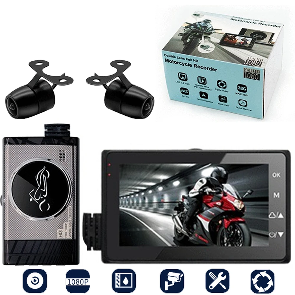 

Motorcycle Camera DVR Motor KY-MT18 Dash Cam Special Dual-track Front Rear Recorder Night Vision G-sensor Motorbike Electronic