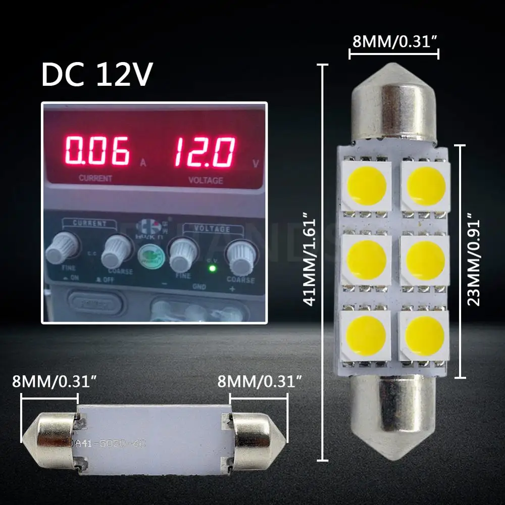 Гирлянда светодиодная SMD 5050 6SMD 41 мм C10W 12 В 4300 К 0 72 Вт | Автомобили и мотоциклы