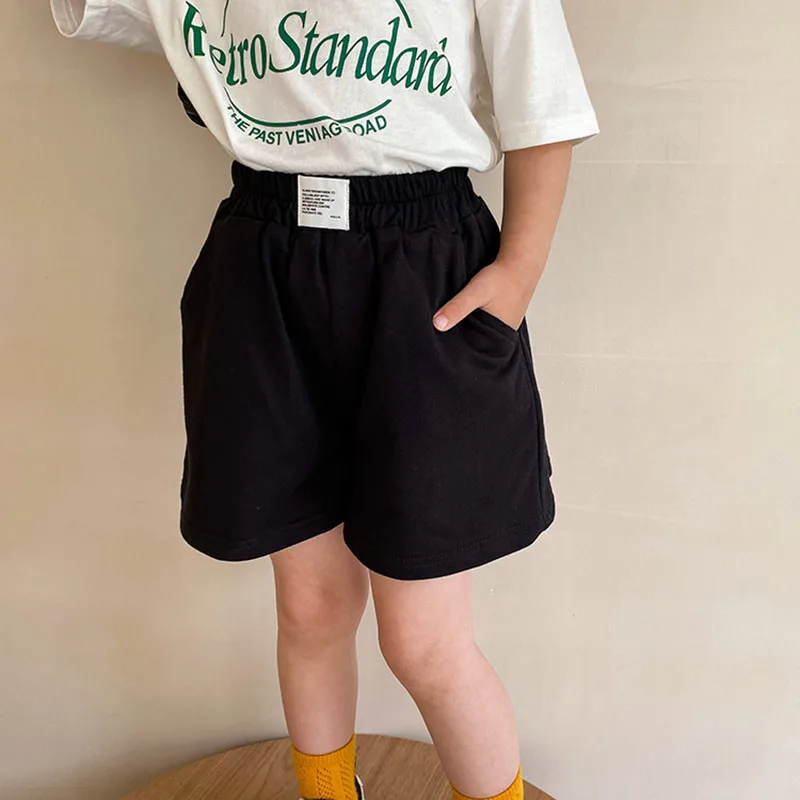 

MILANCEL 2021 Summer New Kids Clothes Casual Cotton Pants Solid Loose Boys And Girls Shorts