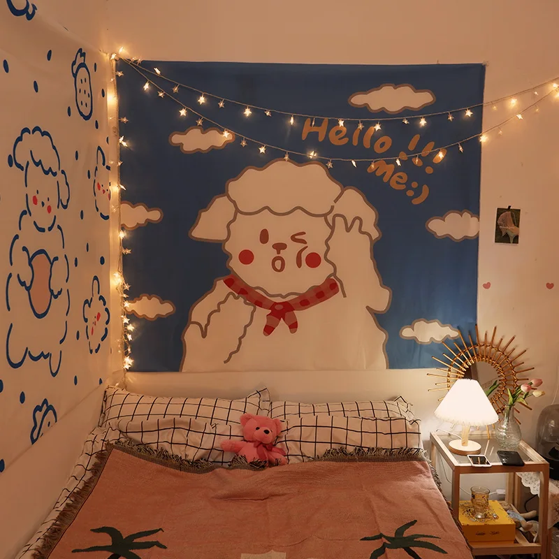 

Nordic Creative Tapestry Cute Cartoons Cotton Handmade Bedroom Decoration Wall Tapestry Tapiz Pared Tela Home Decor DB60GT