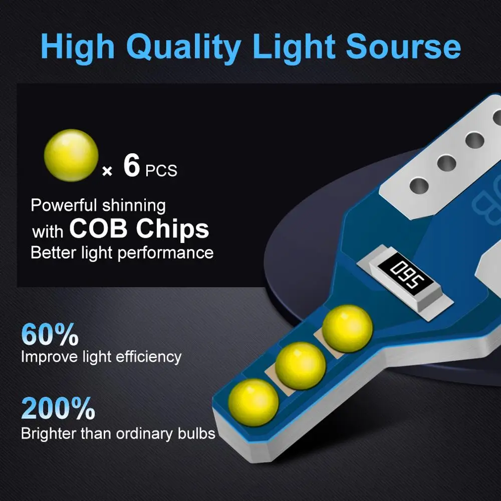 10 шт. T10 W5W супер яркие светодиодные лампы 6SMD моноблочные чипы 194 168 WY5W 501 2825 Авто