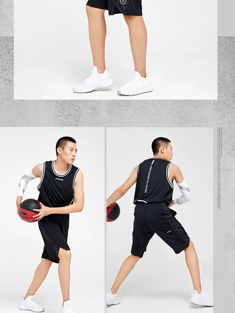 Li-Ning мужские баскетбольные шорты из полиэстера с дышащей подкладкой, спортивные шорты AAPP265 MKD1653