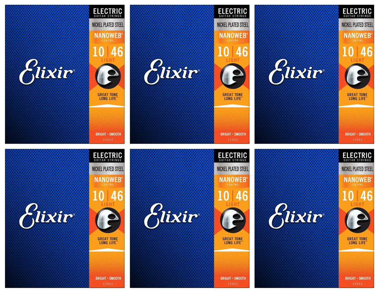 Никелированные стальные Струны для электрогитары Elixir 12052 NanowebCoating стандартное