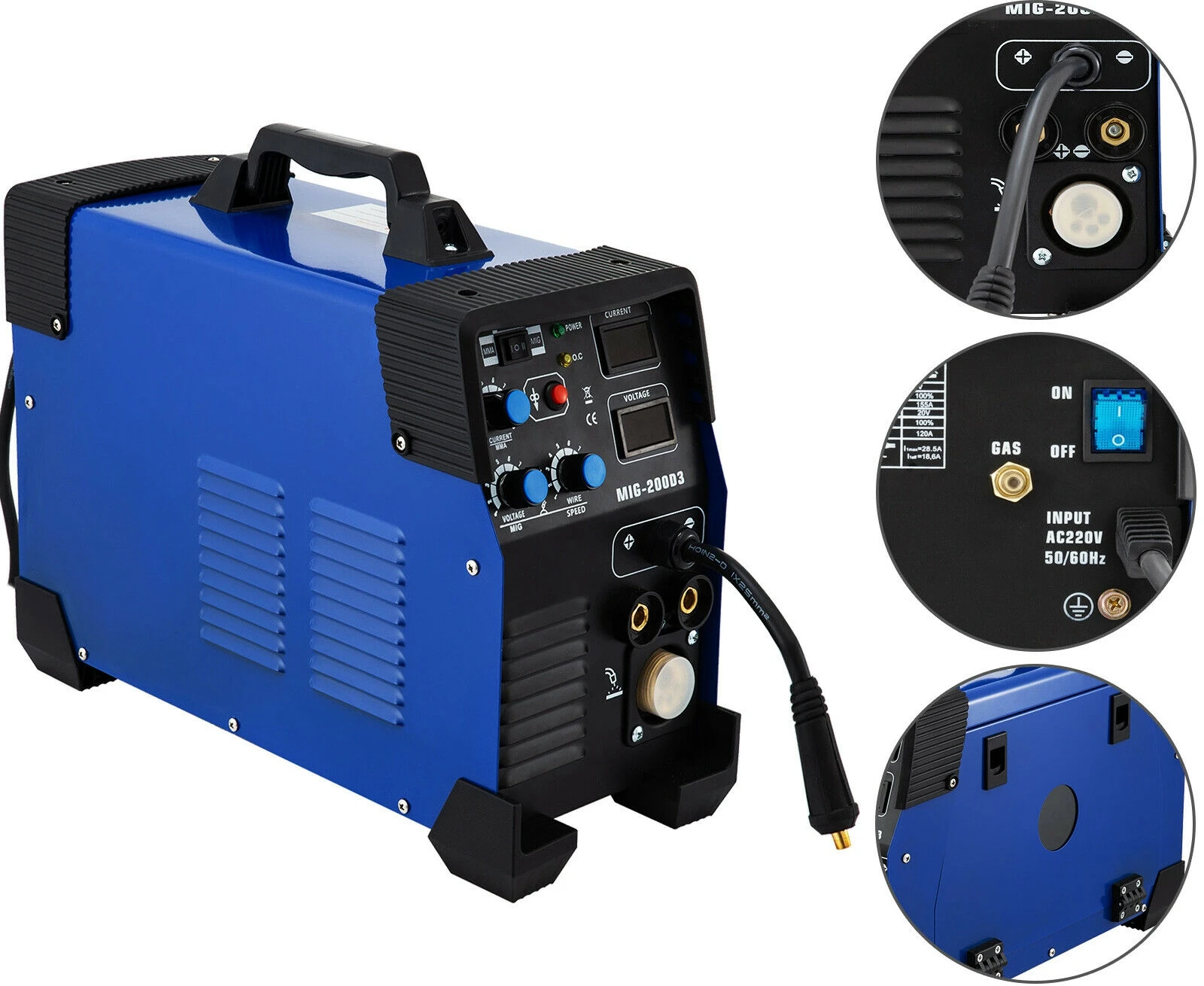 

3 in 1 MIG-200 Inverter Welder 20-200 A Automatic Feed 200Amp Combo Welding Machine