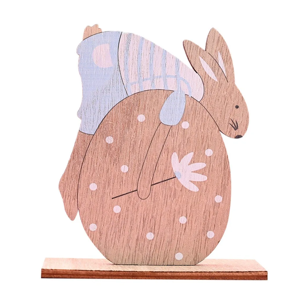 

2020 Happy Easter Day DIY Wooden Eggs Rabbit Bunny Ornaments Desktop Decoration Home Party Easter Decor Ornaments Supplies Z71