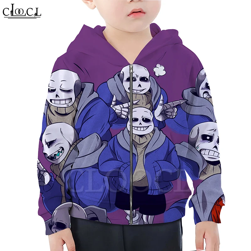 CLOOCL Games Undertale Sans/Милая толстовка с капюшоном на молнии для мальчиков и девочек 3D