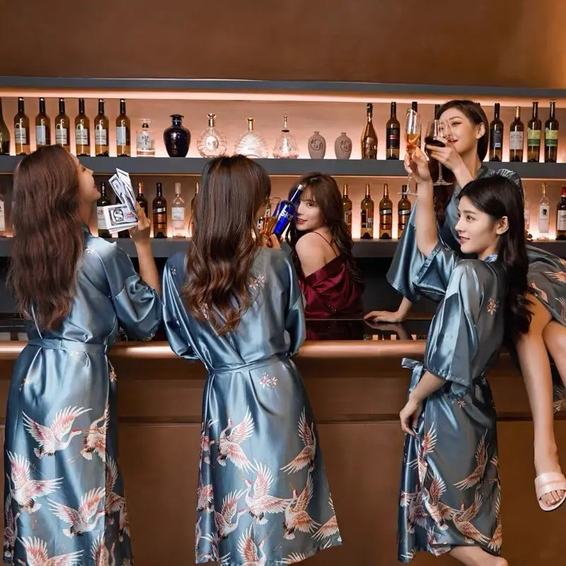 

Халат-кимоно Geisha женский в корейском японском стиле, пикантная ночная рубашка для свадебной вечеринки, невесты, подружки невесты, пикантный...