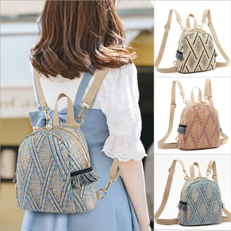 Женский Плетеный рюкзак в полоску на плечо с принтом 2019 | Дом и сад