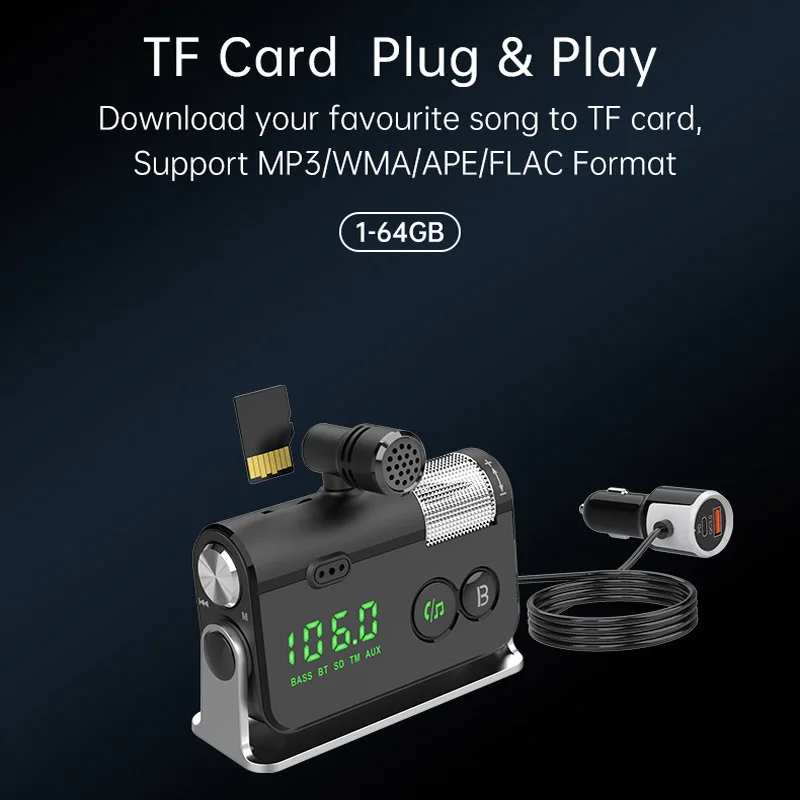 Автомобильный FM-передатчик Kebidumei Bluetooth 5 0 зарядное устройство для телефона PD + QC3.0