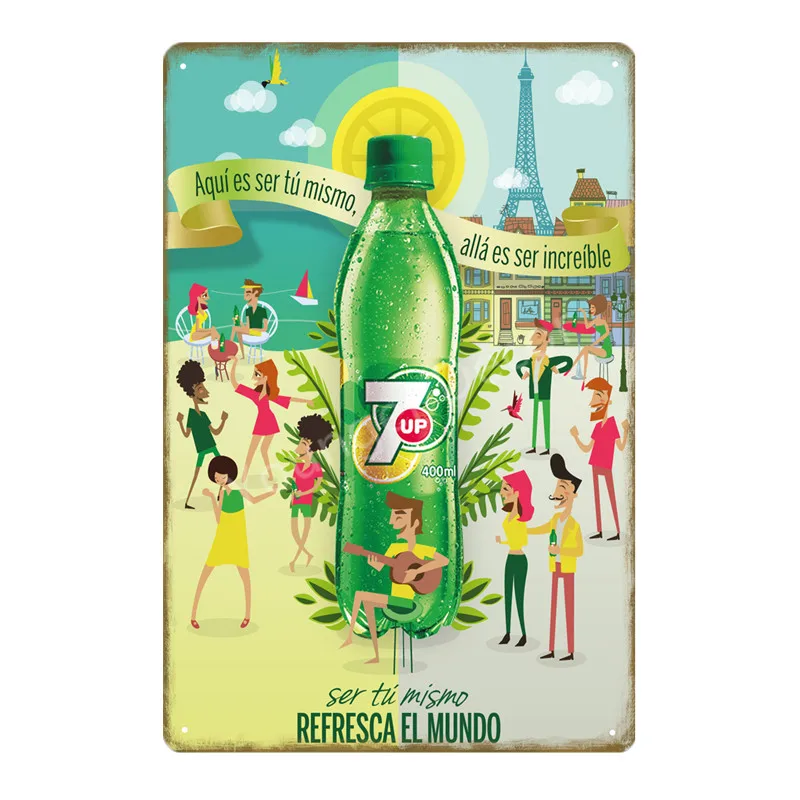 YD1570EI Безалкогольные 7up металлические жестяные знаки 7 UP ВИНТАЖНЫЙ ПЛАКАТ Искусство Настенная Наклейка картина бар паб кафе украшение домашний декор в стиле ретро YI-052 - Цвет: YD1570EI