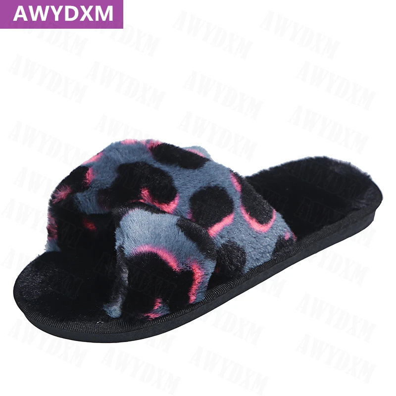 

Women Flats Flip Flops Fur Slippers Shoes Cozy Party Designer 2021 New Winter Fashion Sandals Outdoor Ladies Sexy Furry Slides