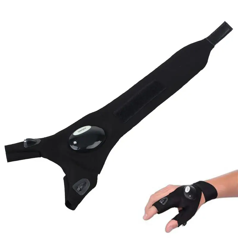 Светодиодный светильник со вспышкой ic перчатки без пальцев с 2 светодиодный для