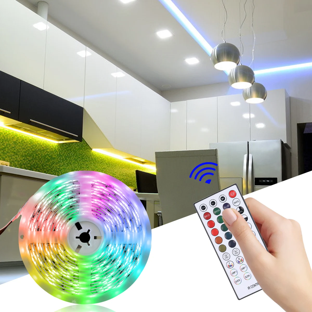 Светодиодная лента с ИК-пультом ДУ для смартфона BT-подключение 5/10 м 150/300