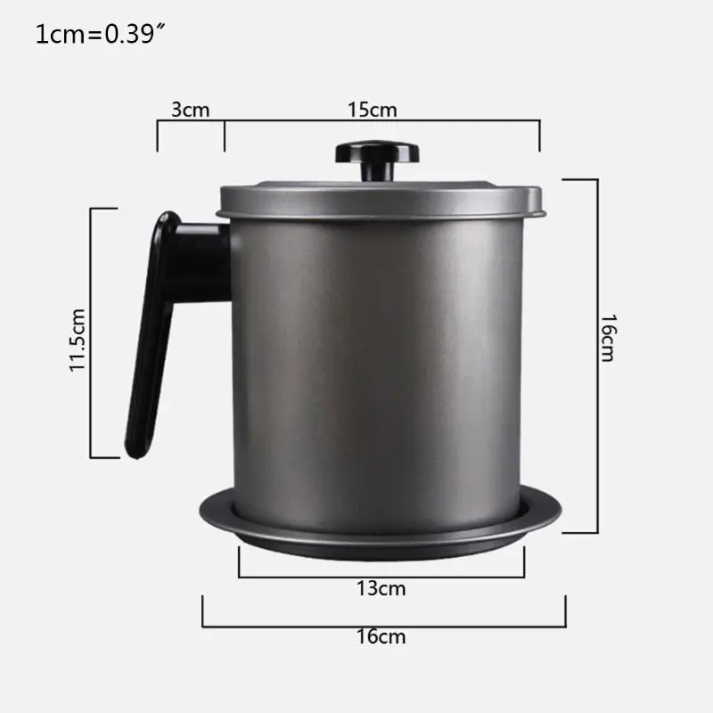 

1.4L Leakproof Grease Container Oil Strainer Storage Can Pot Colander w/ Filter