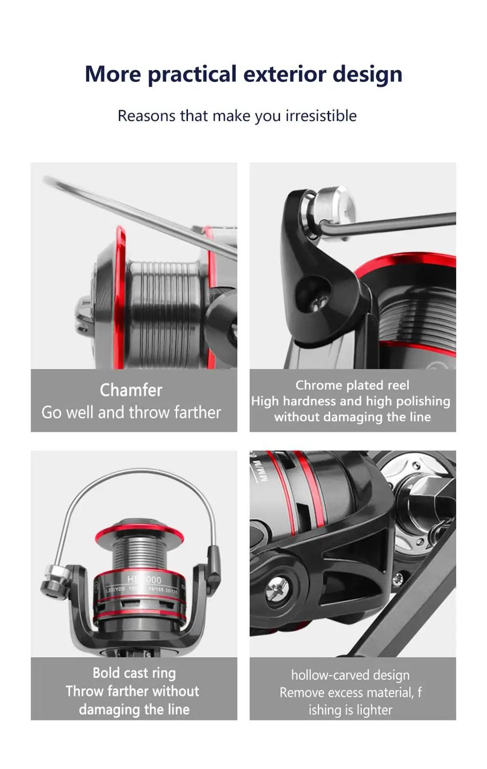 

Fishing Reels Spinning Reel Carp Fishing Reel Fishing tools Sea Feeder Fixed Spool Baitcasting Reel for Rod Saltwater
