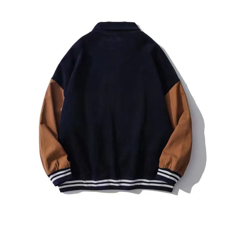 Модная Вельветовая Бейсбольная Куртка Varsity для пар с вышивкой уличная одежда