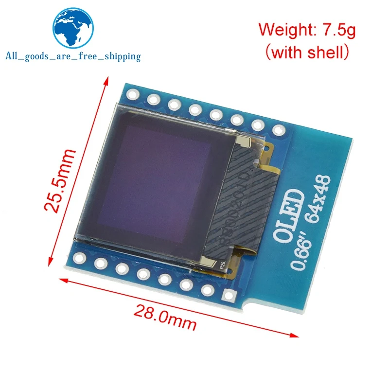 Модуль OLED TZT 0 66 дюйма для WEMOS D1 MINI ESP32 модуль Arduino AVR STM32 64x48 ЖК-экран IIC I2C |