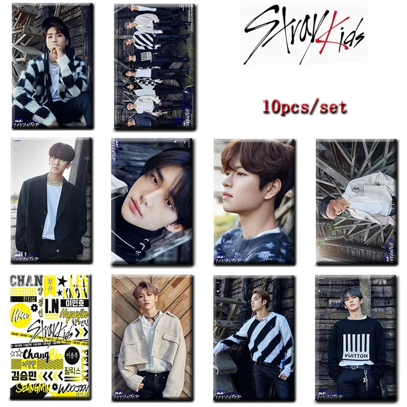 1 шт. карточки-наклейки из PVC с кристаллами для альбома kpop Straykids Cle: LEVANTER Felix BANG CHAN Bang Chan Lee Know Hwang Hyun Jin Bus on.