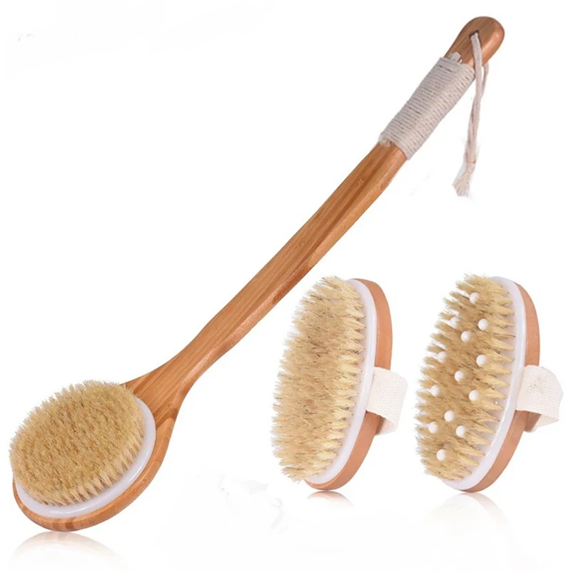 

Натуральный щетка для ванны из натуральной щетины Отшелушивающий деревянный массаж тела душ щетка спа-обувь для мужчин и женщин по уходу за...