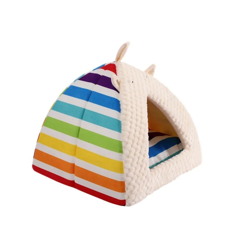 2021 New Rainbow Series Pet Nest Cushion Yurt with Hanging Ball Sofa Cat Winter Kennel Accessories | Дом и сад