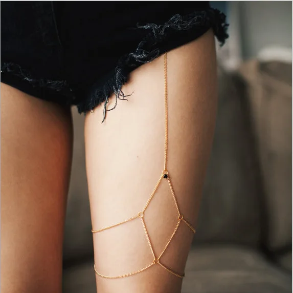 

Nightclub metal body chain simple chain drill thigh chain