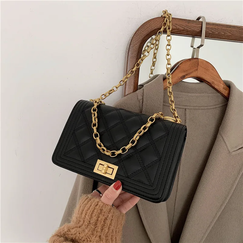 

2021 New Spring and Summer Ladies Chain Small Square Bag Western Style Rhombus Messenger Bag Women's Shoulder Bag Underarm Bag