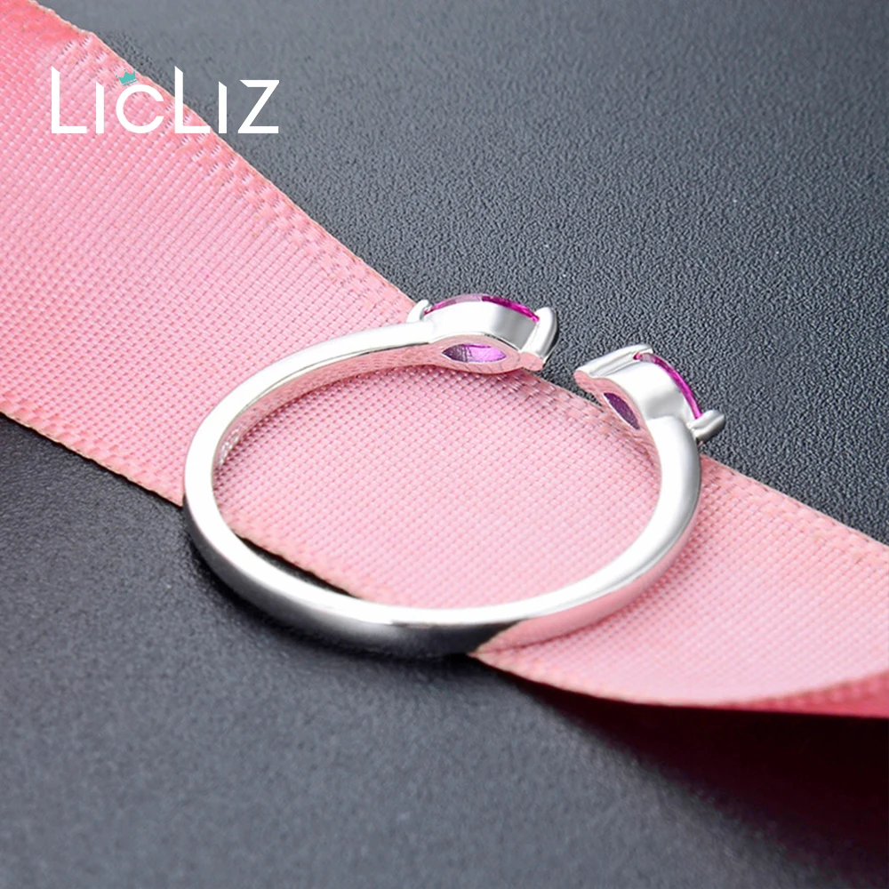 

LicLiz New Unique 925 Sterling Silver Purple CZ Zircon Open Rings for Women Fashion Adjustable Ring Band Silver Jewelry LR0827