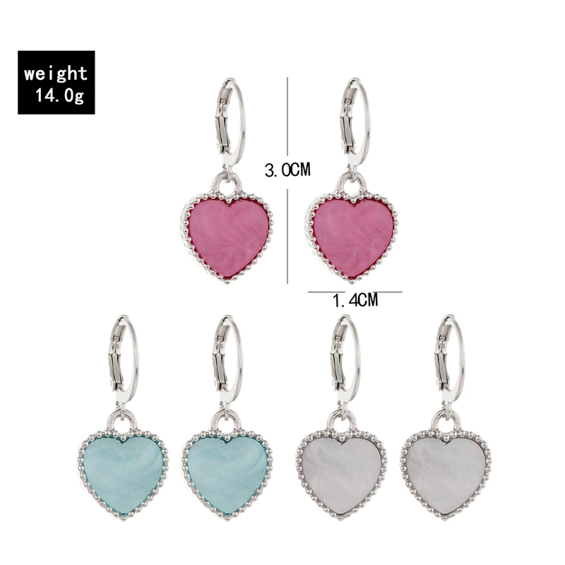 

4 Pair/set Exquisite Fashion New Cute Candy Color Small Love Heart Hoop Earring Charm Earring For Women Party Jewelry