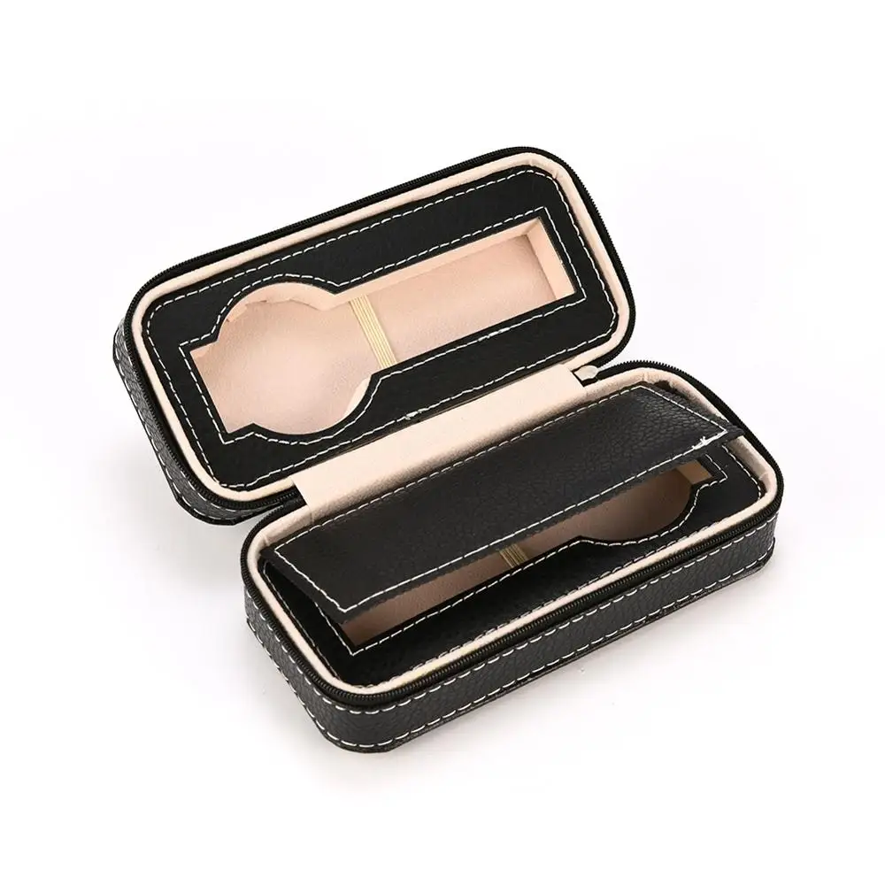 2/4/8 Grids PU Leather Watch Box Watch Organizer Storage Watches Display Case Tray Zippere Travel Jewelry Watch Collector Case - Цвет: 2 grids Black