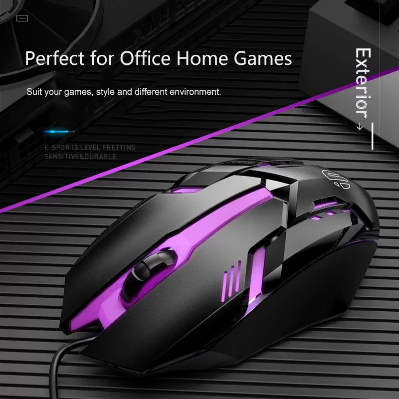 Игровой Мышь Проводная USB оптическая компьютерная мышь RGB подсветкой 1200 Точек на