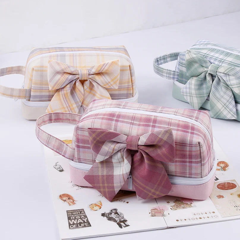 

Pencil Case Kawaii Pencil Bags Big Removable Bowknot Pencil Cases Japanese Trousse Scolaire Canvas Pen Case For School