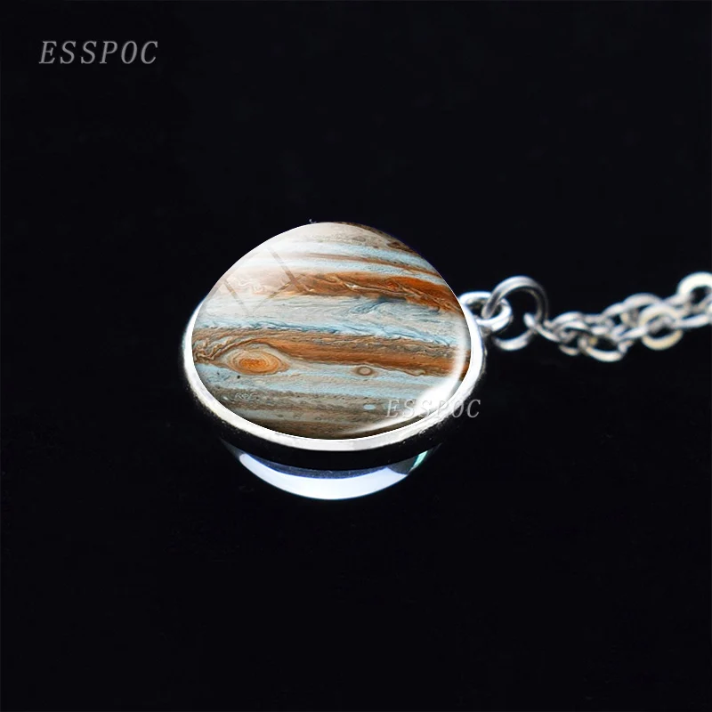Полнолуние стеклянный шар планеты Кабошон ожерелье двухсторонний кулон