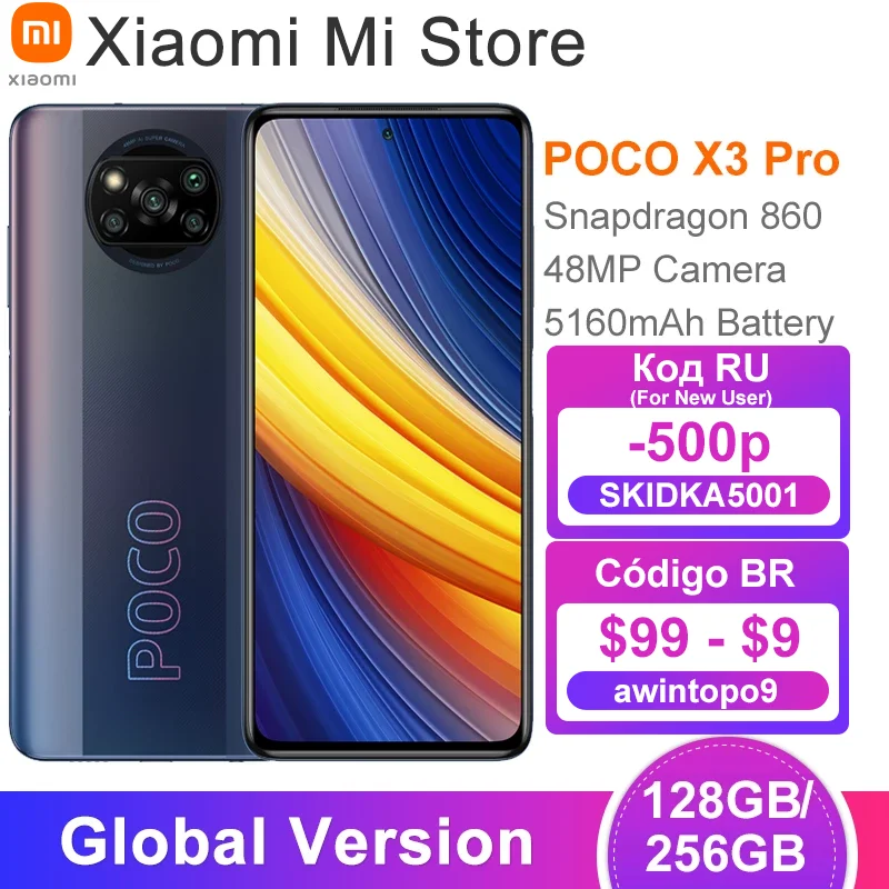 Глобальная версия POCO X3 Pro 128/ 256 ГБ Встроенная память Смартфон Snapdragon 860 120 Гц DotDisplay
