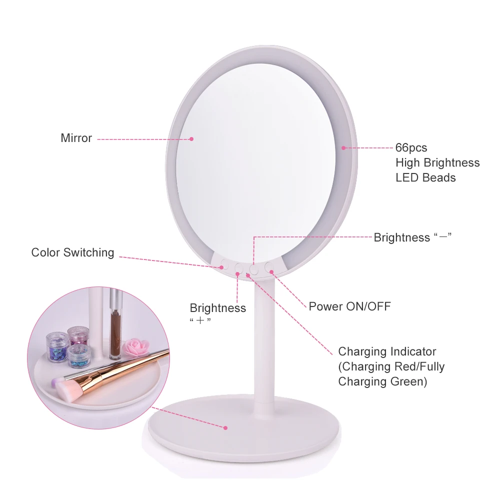 

LED Makeup Mirror with 7x Magnifying Makeup Vanity Mirror 3 Brightiness Adjustable 180 Degree Rotation Cosmetic Mirrors