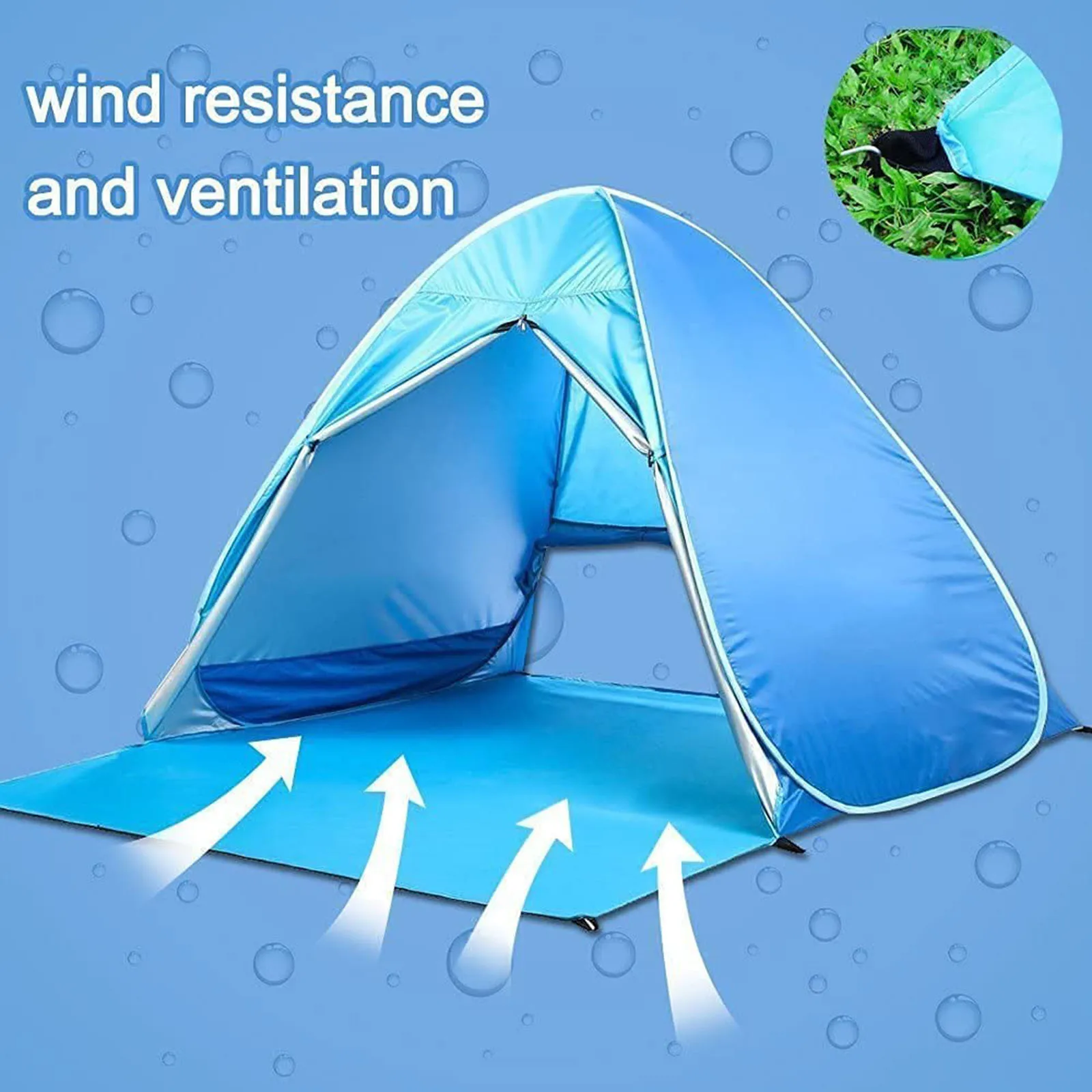 

1pc Outdoor Beach Shade Tent For 3-4 People Uv Protection Outdoor Camping Tent Free To Build And Foldable Portable Tents#W