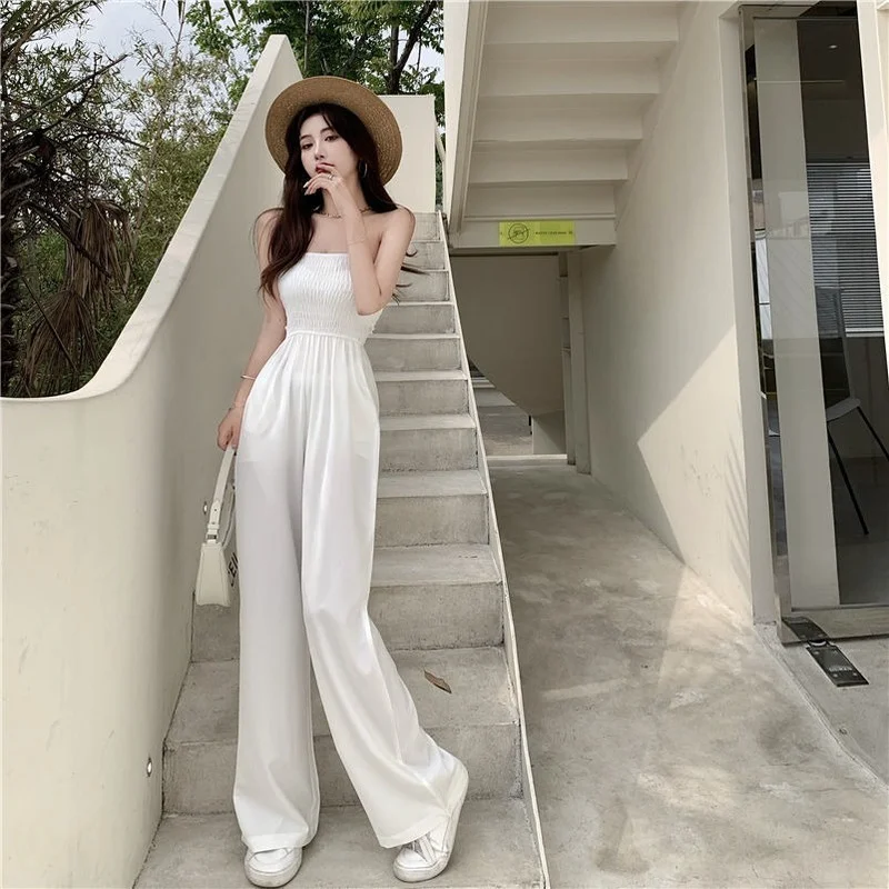 Комбинезон женский эластичный простые однотонные брюки в полную длину с