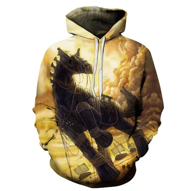 AFKH1811(Asian Size) Горячая Распродажа красочная лошадь Мужская толстовка с принтом женский 3D пуловер для мужчин толстовки осень длинный рукав мужская куртка - Цвет: AFKH1811(Asian Size)